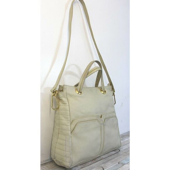 LRG STEVE MADDEN LIGHT GRAY GENUINE LEATHER TOP HANDLE TOTE HANDBAG SHOULDER BAG - Picture 5 of 10